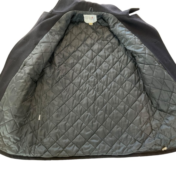 VTG Fox Knapp Mens 36 Black Peacoat Anchor Buttons Quilted Lined Double Breasted - Picture 7 of 13